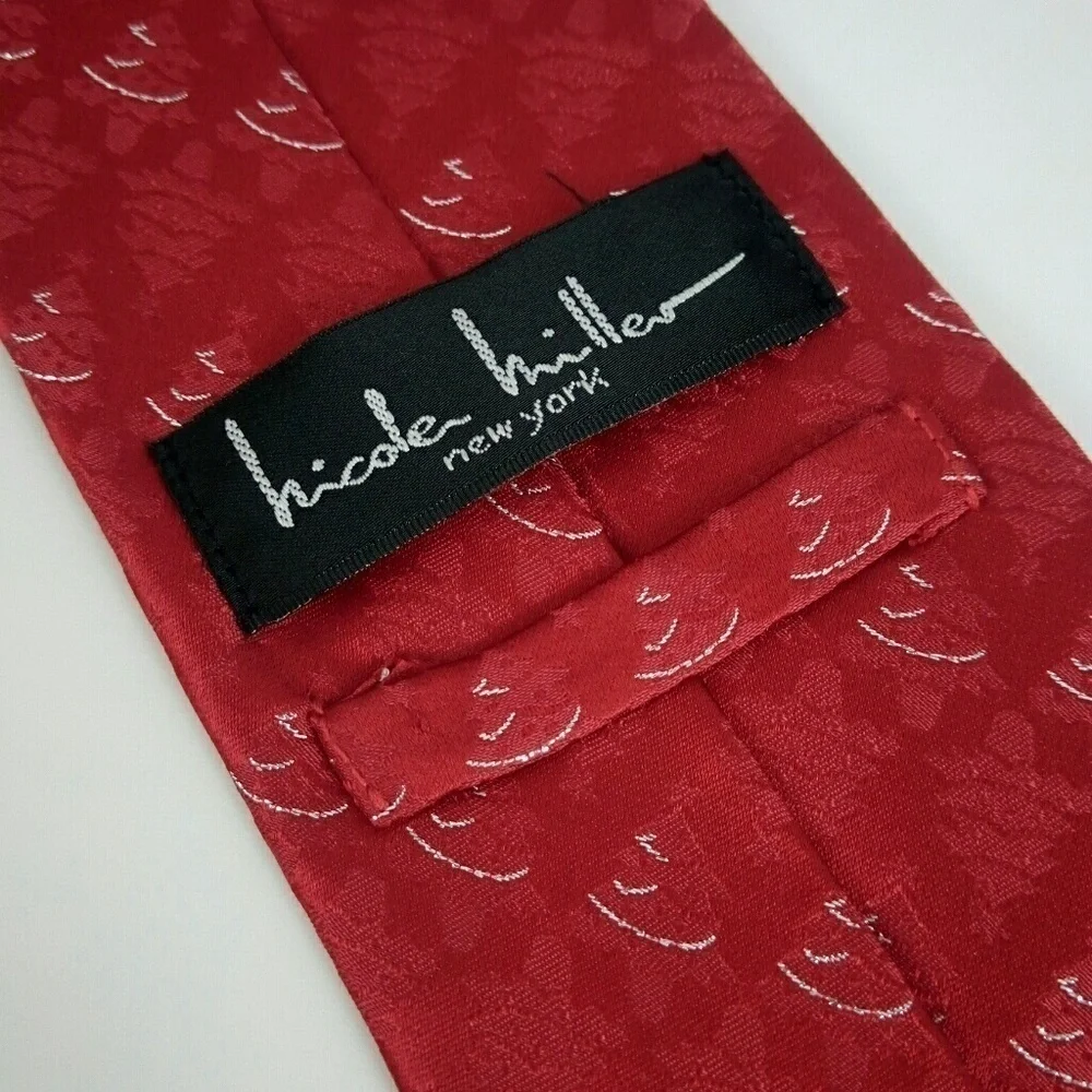 Nicole Miller Red Christmas Tree Silk Tie
